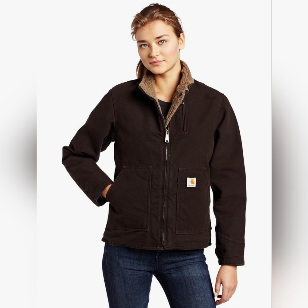 Carhartt Vintage "Canyon" Sandstone Sherpa-Lined Coat Dark Brown, Women's Size L